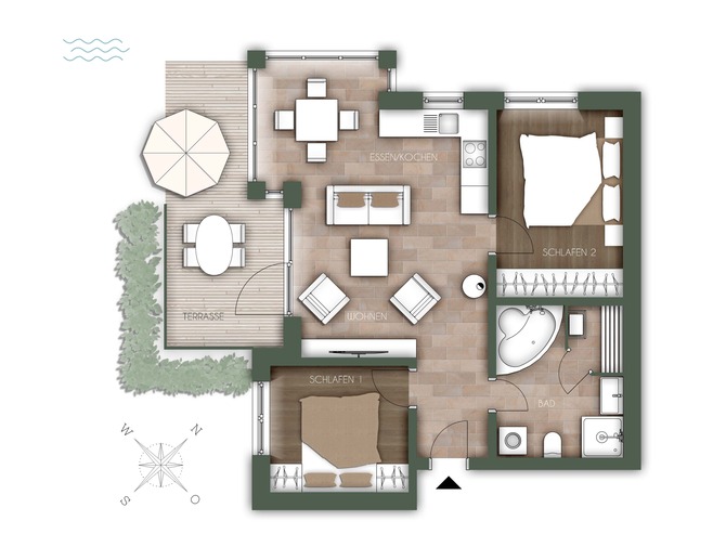 Ferienwohnung in Großenbrode - Windrose 2 - Grundriss Windrose 2