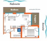 Ferienwohnung in Eckernförde - Apartment 24, Pier 24, Blickrichtung offene See/Binnenhafen Nord - Bild 16