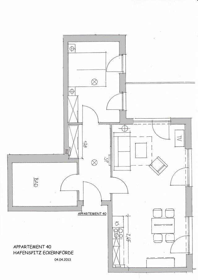 Ferienwohnung in Eckernf&ouml;rde - Apartment 40 "Backbord",, Blickrichtung Binnenhafen Nord-West/Offenes Meer/Innenstadt - Bild 2