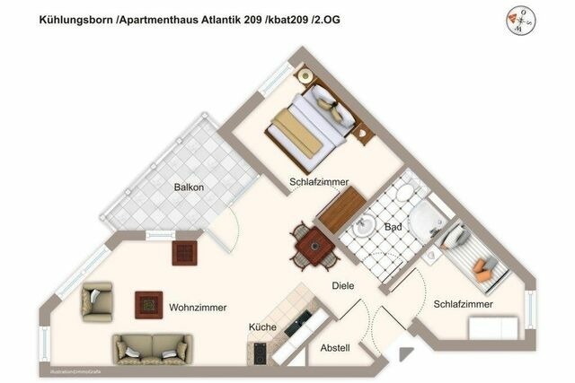 Ferienwohnung in K&uuml;hlungsborn - Haus Atlantik, WE 2.09 - Bild 10