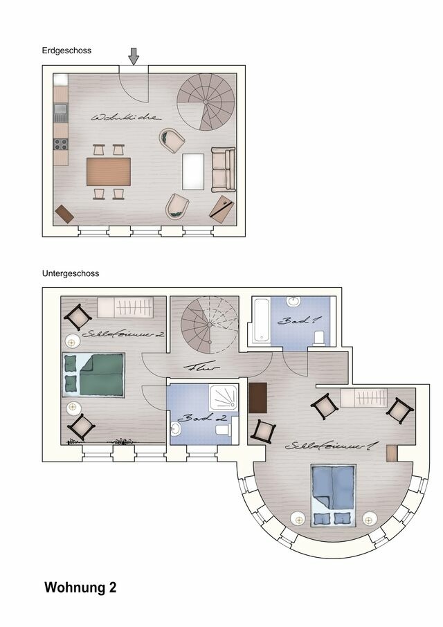 Ferienwohnung in Neuenkirchen (Rügen) - Gutshaus Grubnow Ferienwohnung 2 am Wasser Sauna und WLAN incl. - Bild 14